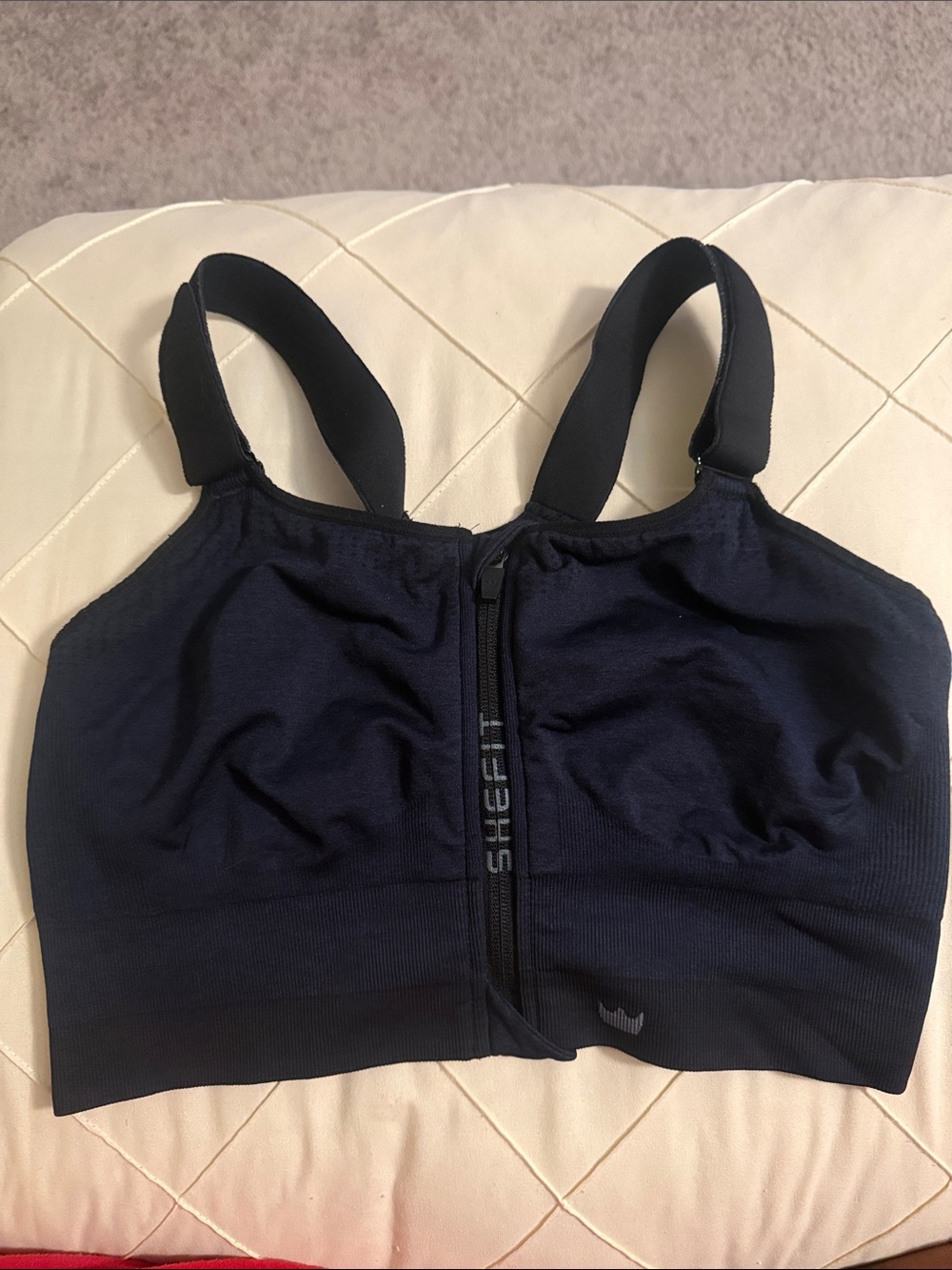 SHEFIT Front-Zip Sports Bra - Dark Navy